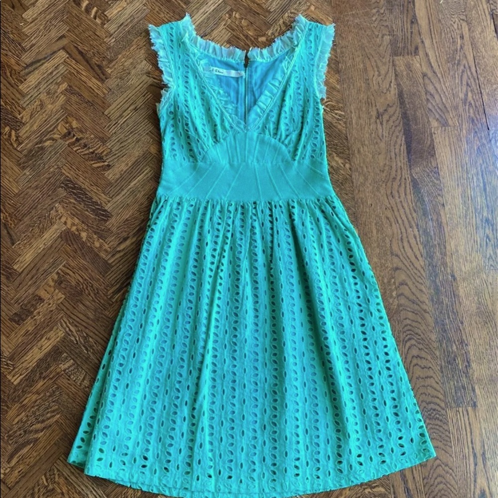 Knitted Dove Sea Foam Green Eyelet Summer Dress